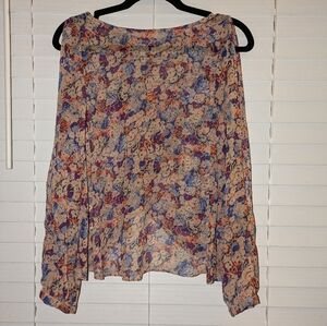 BCBGeneration Women's Sheer Floral Long Sleeve Blouse Size S. EUC